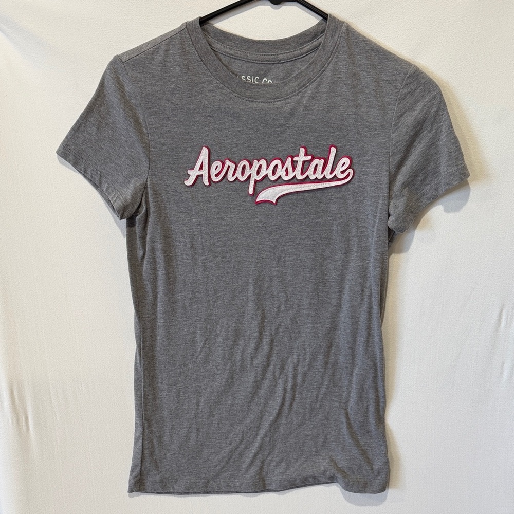Aeropostale Heather Gray Tee with Pink Script